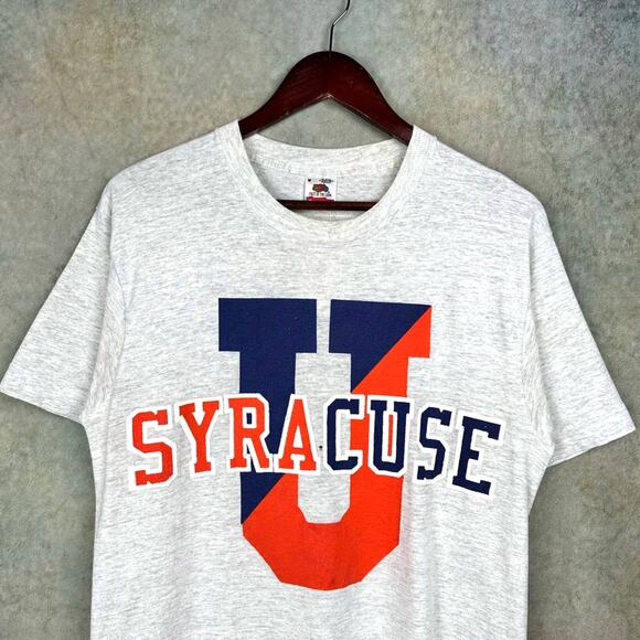 Vintage 90s Syracuse University T Shirt Mens Sz M Gray 90s College USA Made - Picture 4 of 7